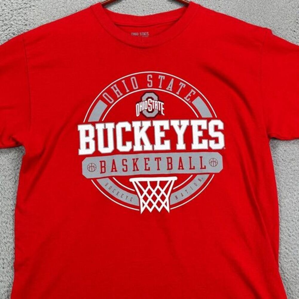 Ohio State Buckeyes Basketball T-Shirt Mens Large Red Short Sleeve Crewneck Tee